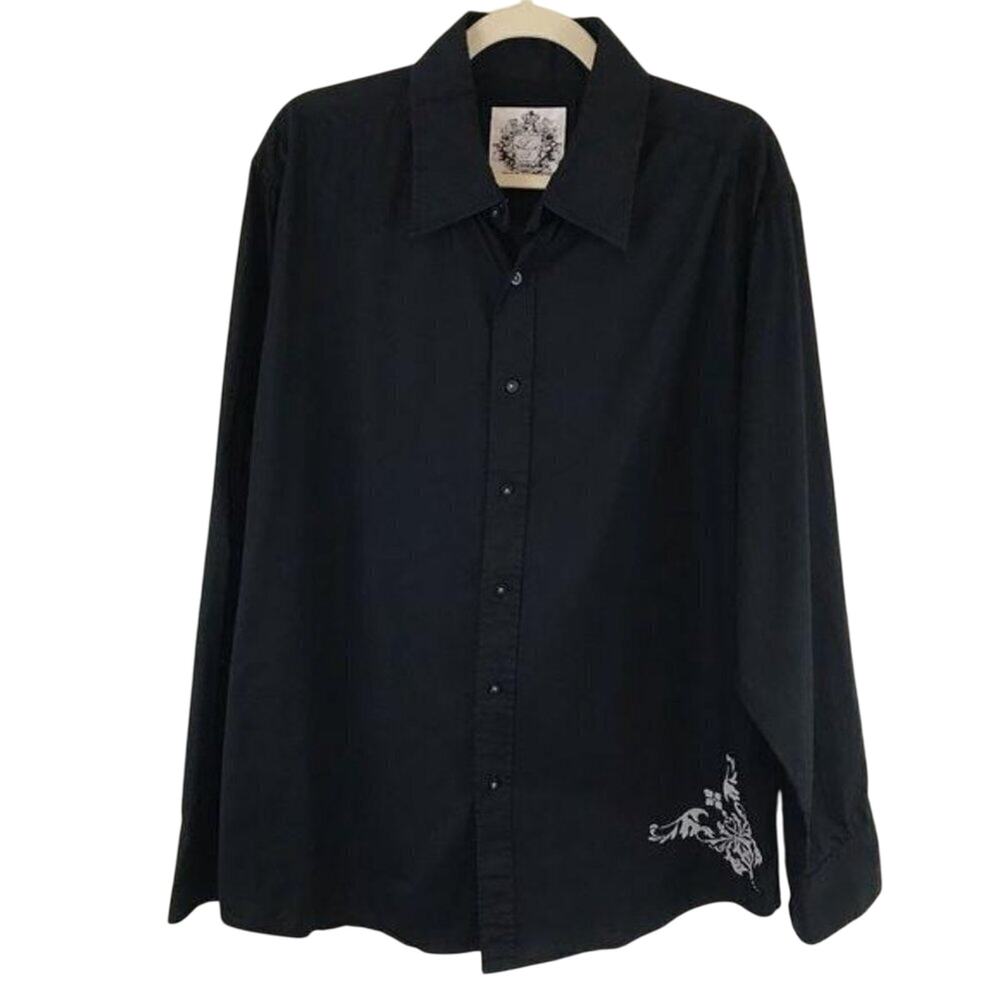 Level Ten Black Button Up Embossed Shirt Size XXL